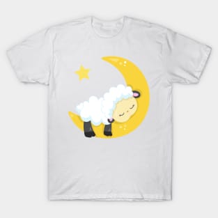 Cute Sheep, Sleeping Sheep, Moon, Stars, Sleepy T-Shirt